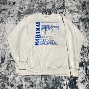 Vintage 1987 Jerzees Bahamas Palm Tree Graphic Sweatshirt Mens Large